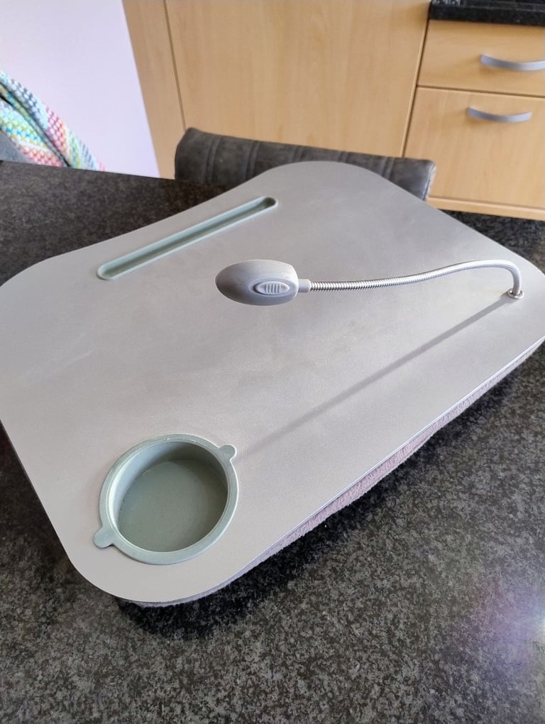 Lap tray with light and cup holder for laptop or tablet
