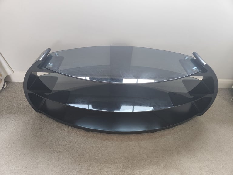 Modern TV Stand for TVs up to approx 42 inches - Black, glass & metal