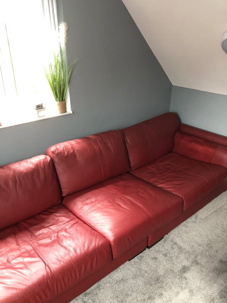 Large Deep Sofa Leather and Suede 