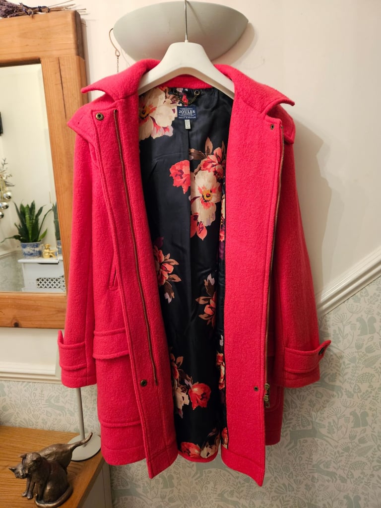 image for Ladies JOULES Wool Mix Duffel Coat with Detachable Hood Size 12 - AS NEW