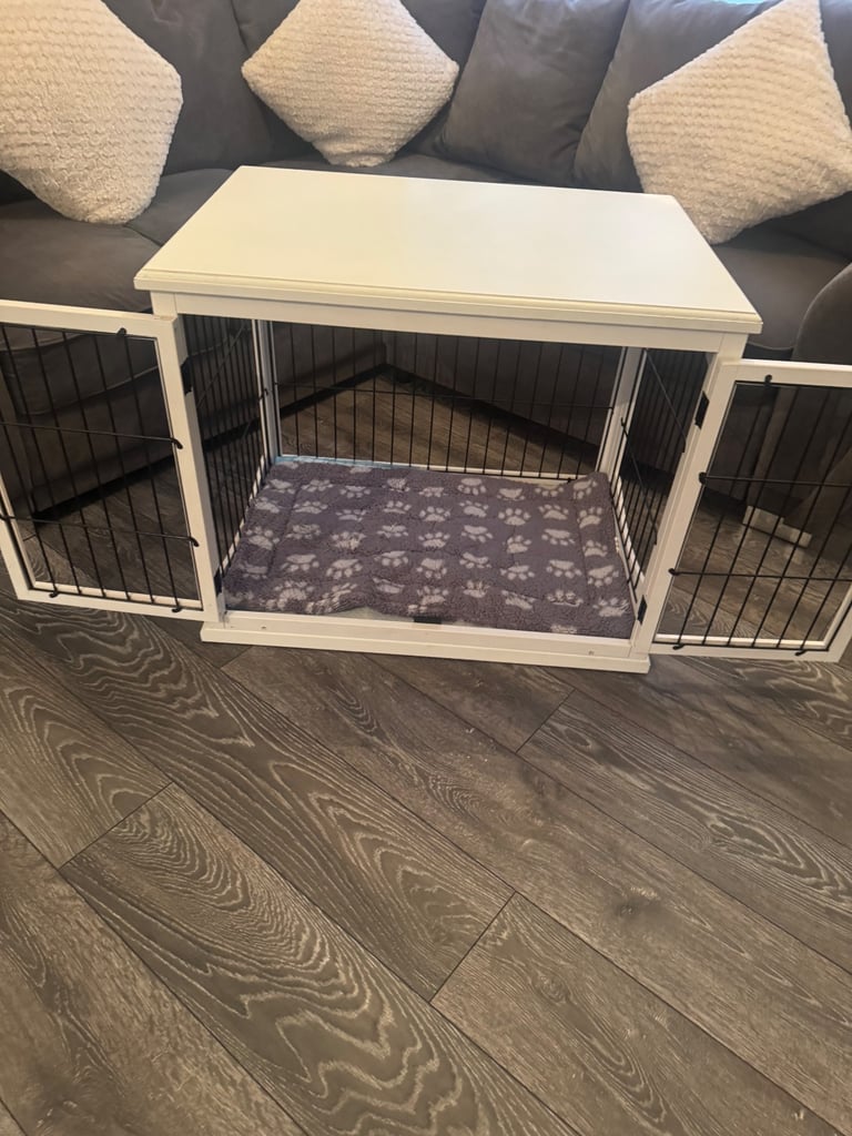 White Wooden 80cm Dog Crate Cage For Sale Puppy Training Pen Enclosure Bed