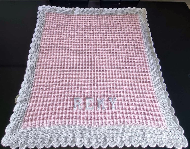 Crochet Baby Blanket, Personalised, Girls and Boys colours available