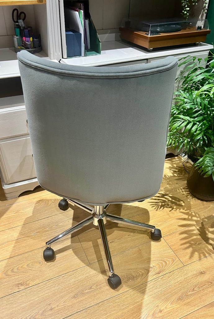 Grey velvet office chair