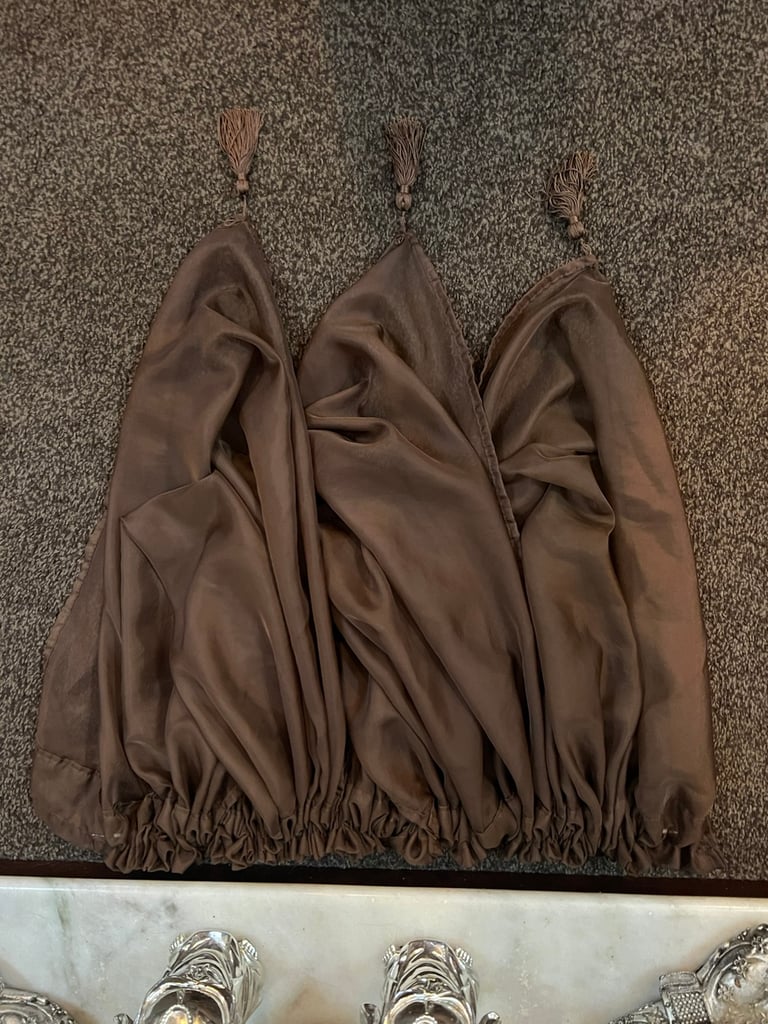 Brown Voile curtains & swags
