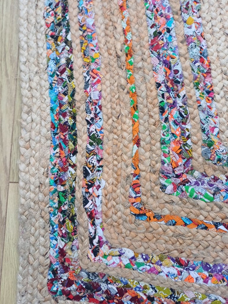 Lovely Indian jute and cotton rag rug/playmat