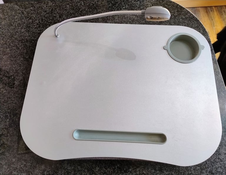 Lap tray with light and cup holder for laptop or tablet