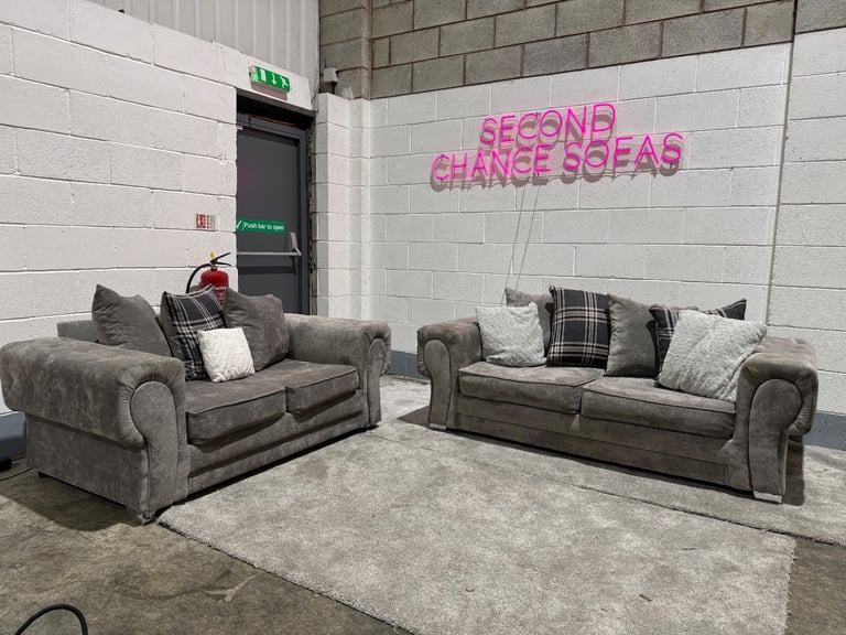 image for Grey VERONA 3 and 2 seater sofa set DELIVERY AVAILABLE 