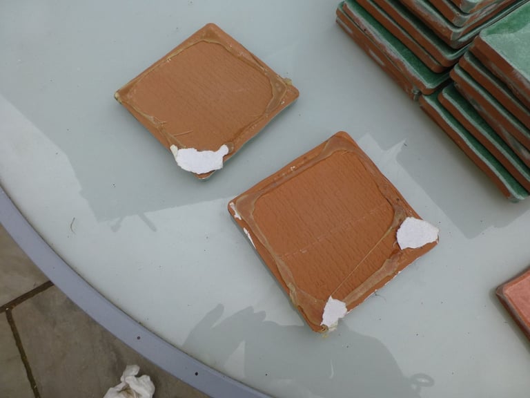 Brand new handmade 10cm square wall tiles Blue orange and green available