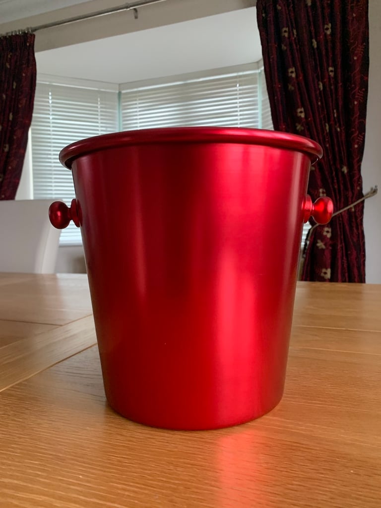 image for Ice Bucket, Wine Cooler, Planter, Metallic Red 