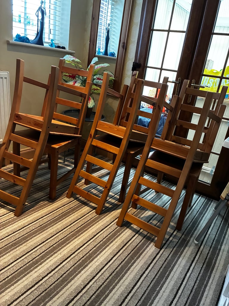 image for Six solid wood dining chairs