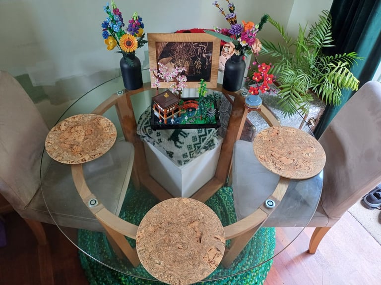 Large glass and oak John Lewis dining table