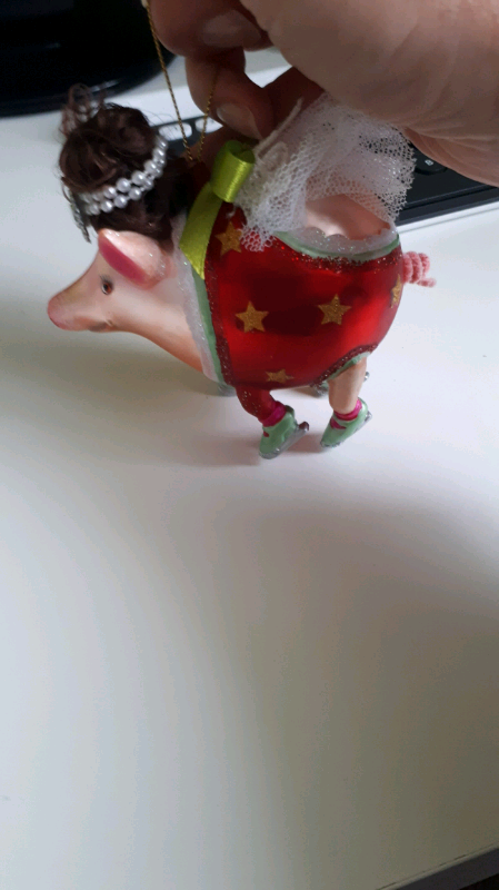 GISELA GRAHAMChristmas Decoration Glass Pig