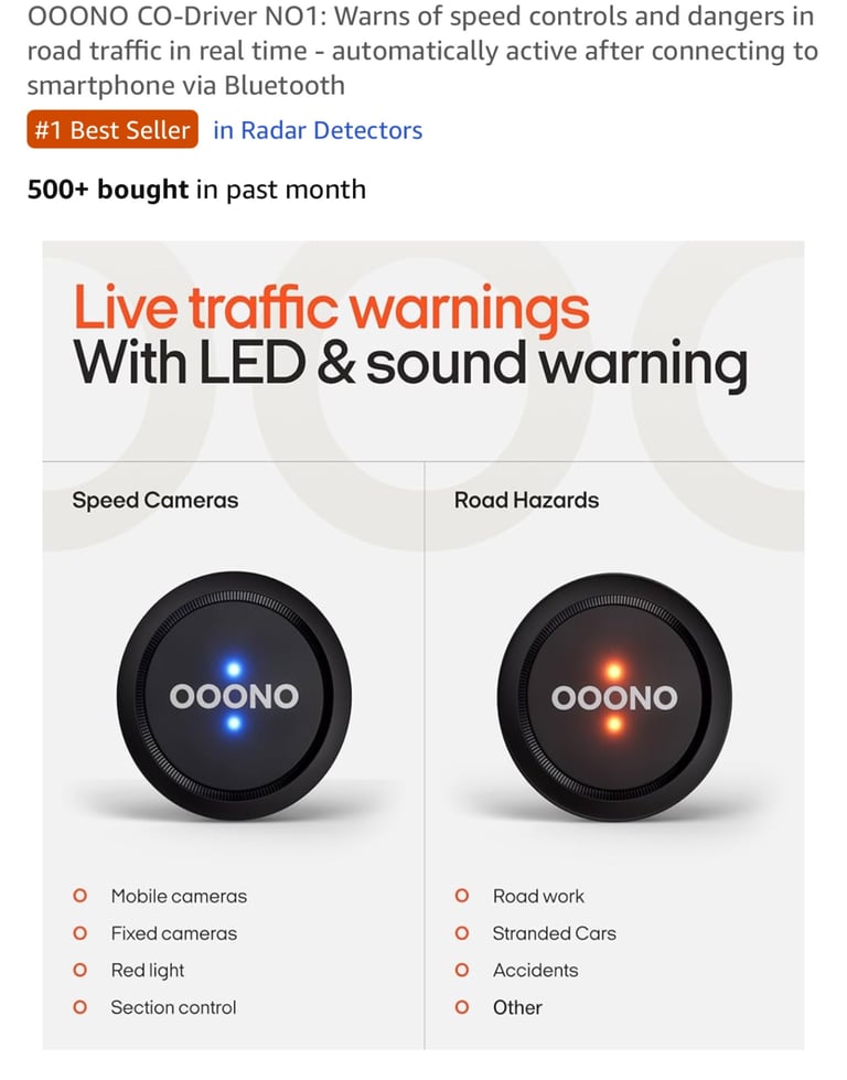 OOONO drive safer, alerting speed cams, congestion & much much more. 