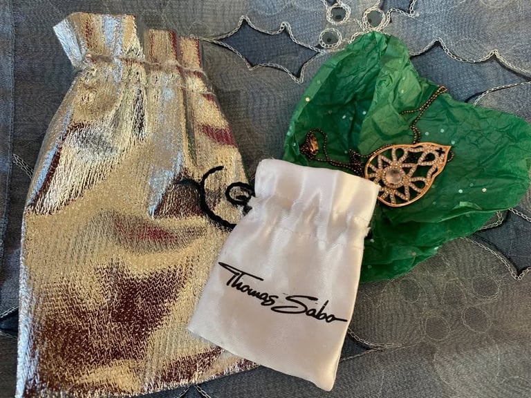 THOMAS SABO ROSE GOLD PLATED WITH ROSE QUARTZ - STERLING SILVER PENDANT/CHAIN