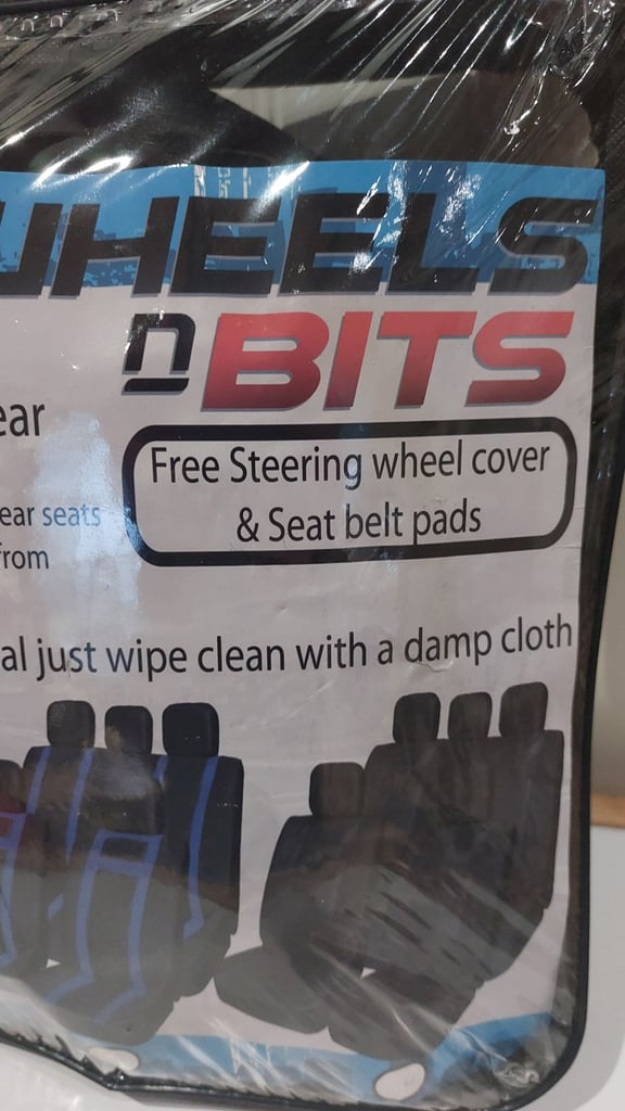 JUST REDUCED FURTHER AGAIN FOR QUICK SALE   BLACK FAUX LEATHER FULL SEAT COVER SET / FRONT & REAR
