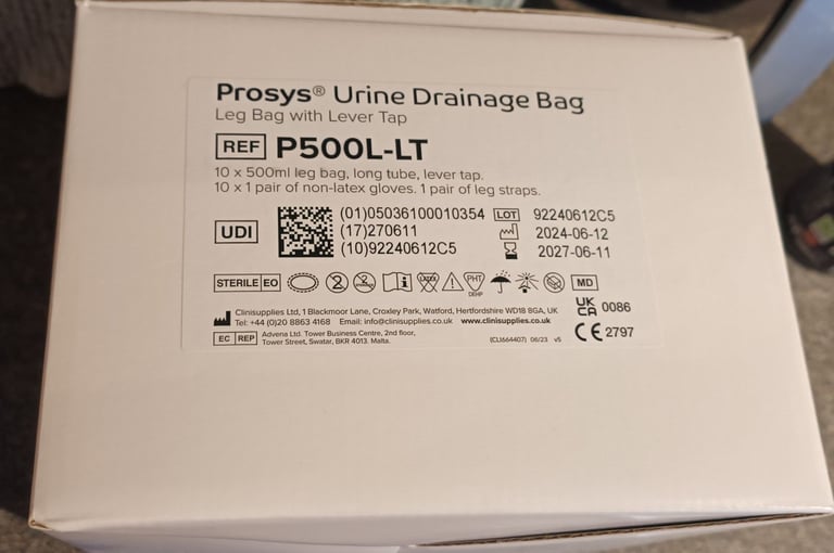 image for Urine leg bag 5000 ml with lever tap,box of 10 sealed