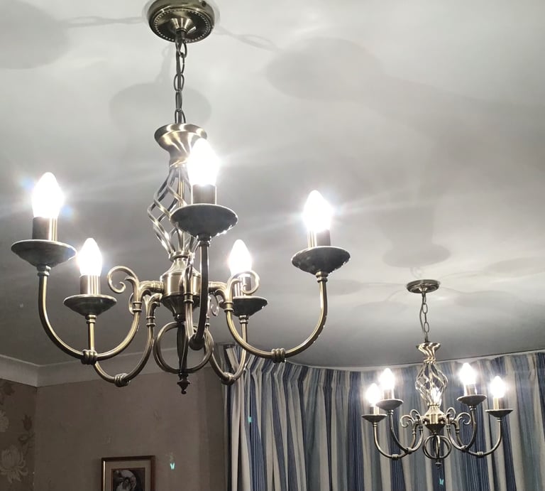 Five light brass chandelier 