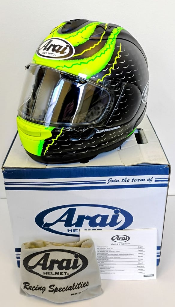 RARE #ARAI RX-7V MOTORCYCLE HELMET - CAL #CRUTCHLOW - MEDIUM - MINT COND - £475