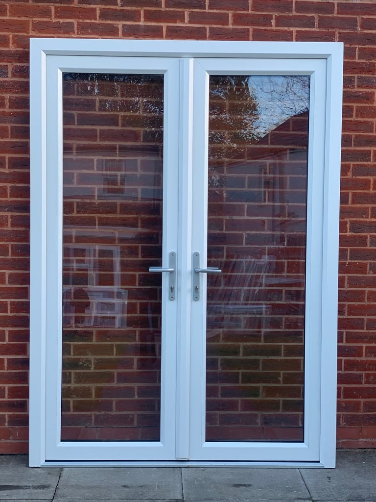UPVC DOUBLE GLAZED FRENCH PATIO DOOR & KEYS 155.5cm WIDE 214cm HIGH Can Deliver