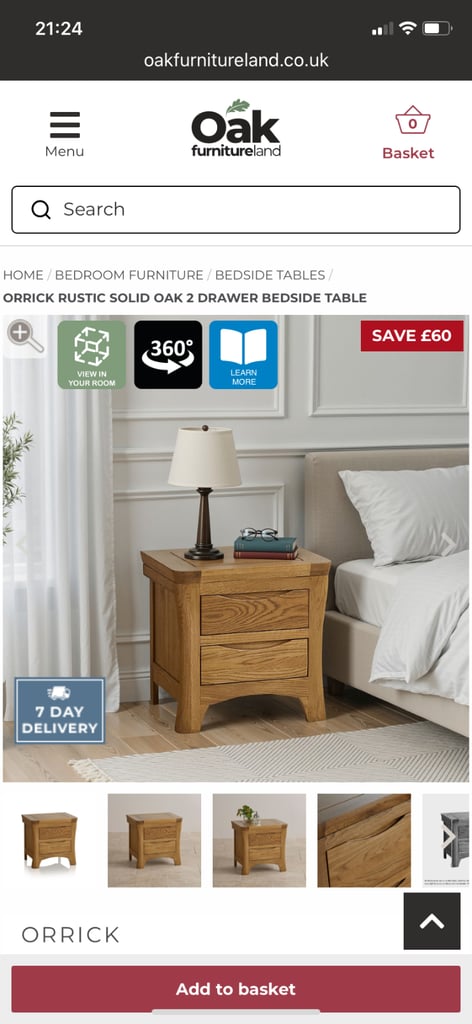 image for New Rustic Solid Oak 2 Drawer Table