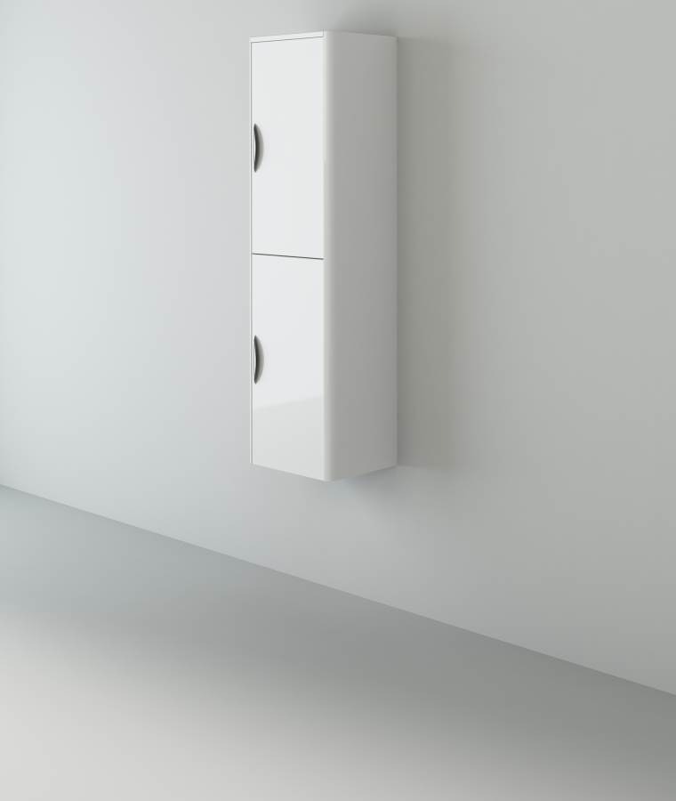 image for New Apollo White Wall Hung Tall Cupboard Unit 1400mm RRP £533 Our Price £190