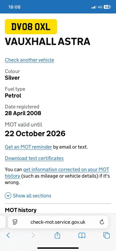 Vauxhall, ASTRA, Hatchback, 2008, Sxi, Full Mot, SH, Ready to Drive Away, Manual, 1598 (cc), 3 doors