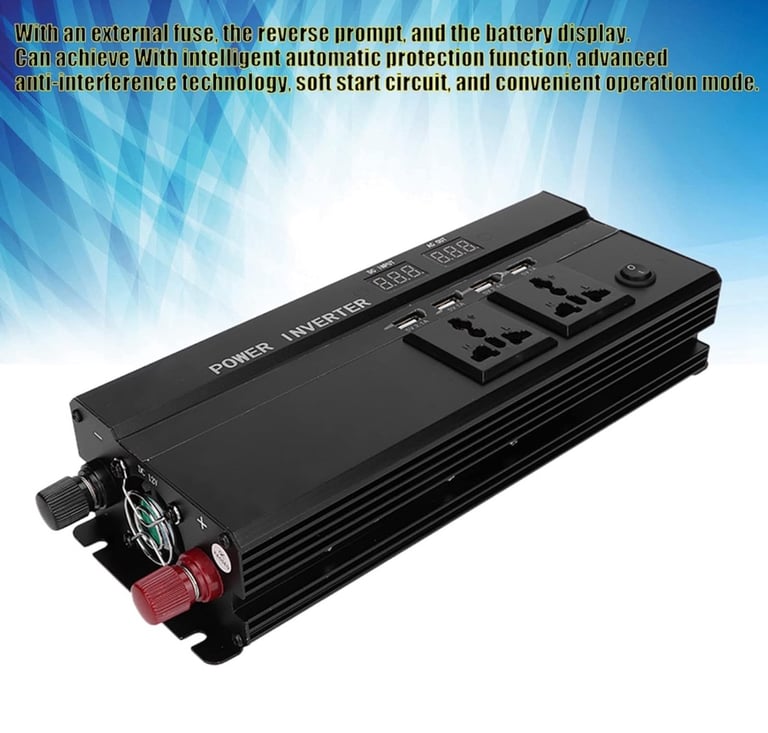 Vehicle Power Inverters, 4000W DC 12/24V to AC 220V LCD Display Car