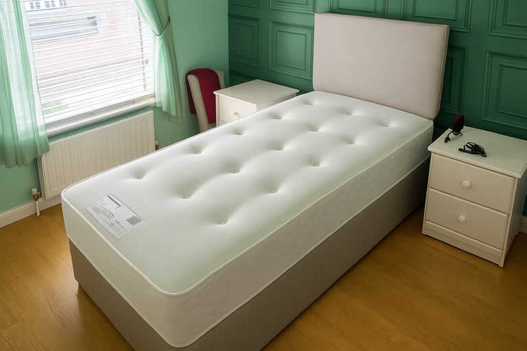 image for Upholstered Divan Bed with Storage Drawers Ideal for Contemporary Bedroom Interiors