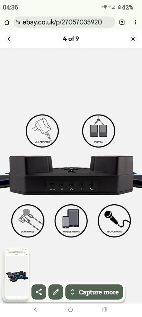 PDT RockJam Roll up Drum Kit Bluetooth 