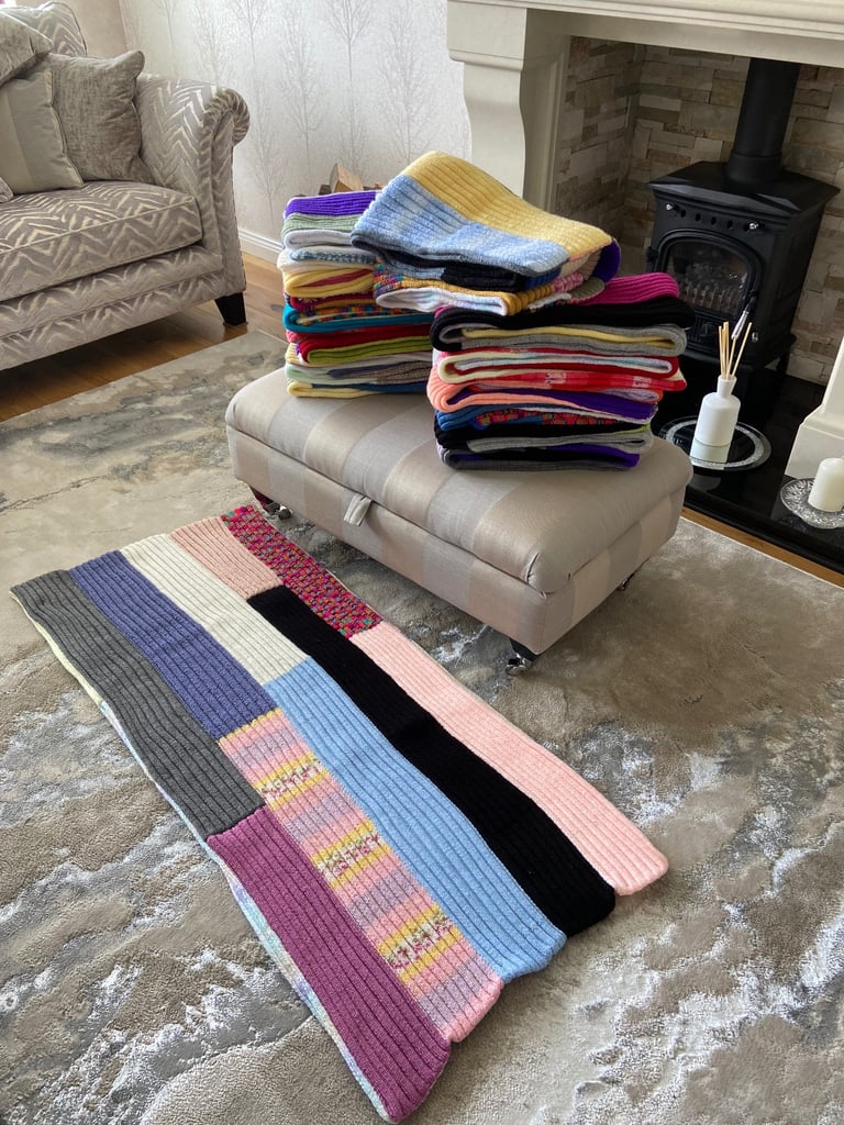 16 Hand Knit Double Sided Blankets / Bed Covers 