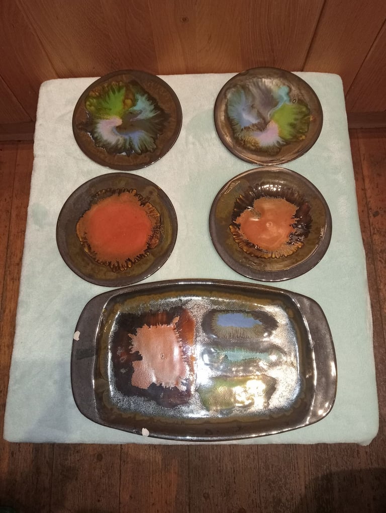 image for 1960s / 1970s Newlyn pottery Eric Leaper Splash Plates 