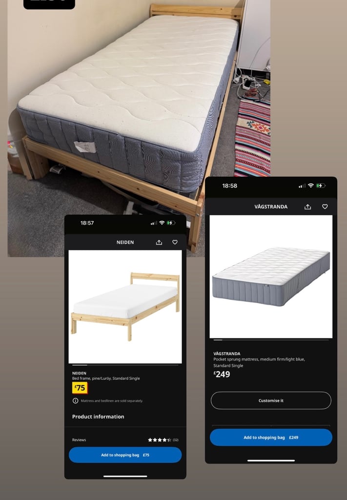 image for IKEA single bed & mattress 