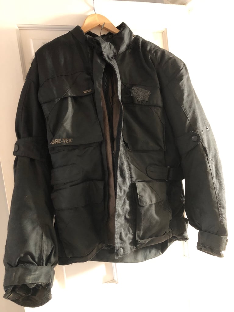 image for Mens black size XL frank thomas motorcycle Jacket with kevlar