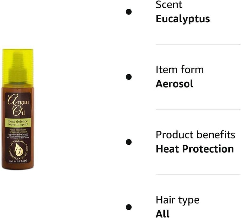 Xpel Argan Oil Heat Defence Leave in Spray with Moroccan Argan Oil Extract 150ml