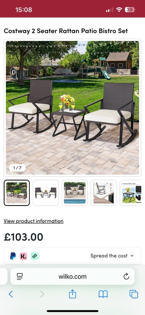 Patio bistro rocking set