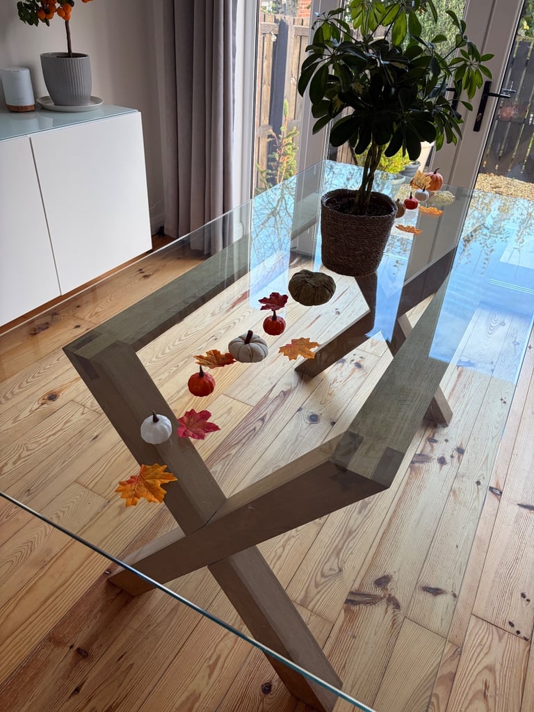 image for Glass rectangular dining room table 
