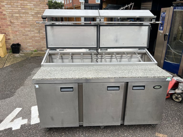 image for FOSTER QUALITY MARBLE TOP  3 DOORS PIZZA SALAD TOPPING FRIDGE CATERING COMMERCIAL KITCHEN 