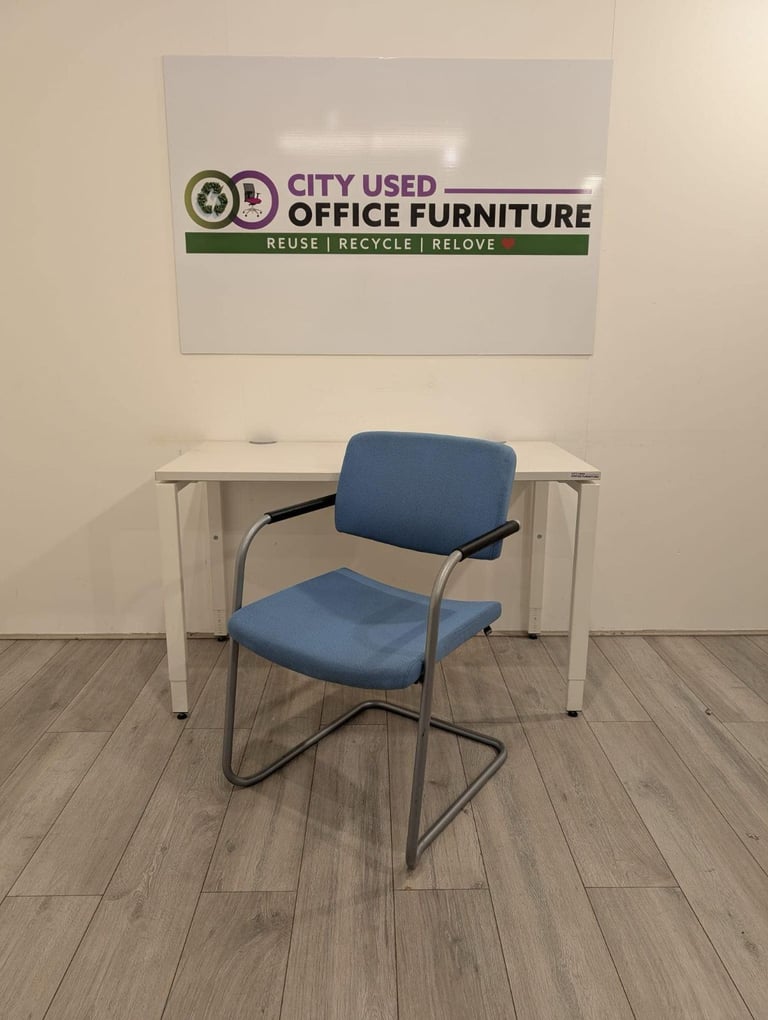 Haworth Height Adjustable Desk, White Top & Frame, W1200mm with Office Chair Delivery Nationwide