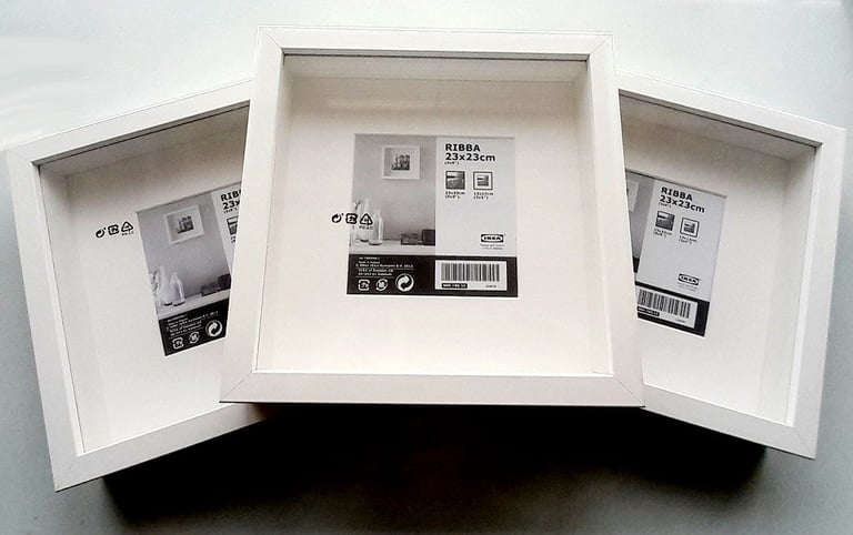3 x NEW IKEA Ribba deep Shadow Box Frames White (Discontinued in IKEA) 23x23 cm/Pictures/Photos