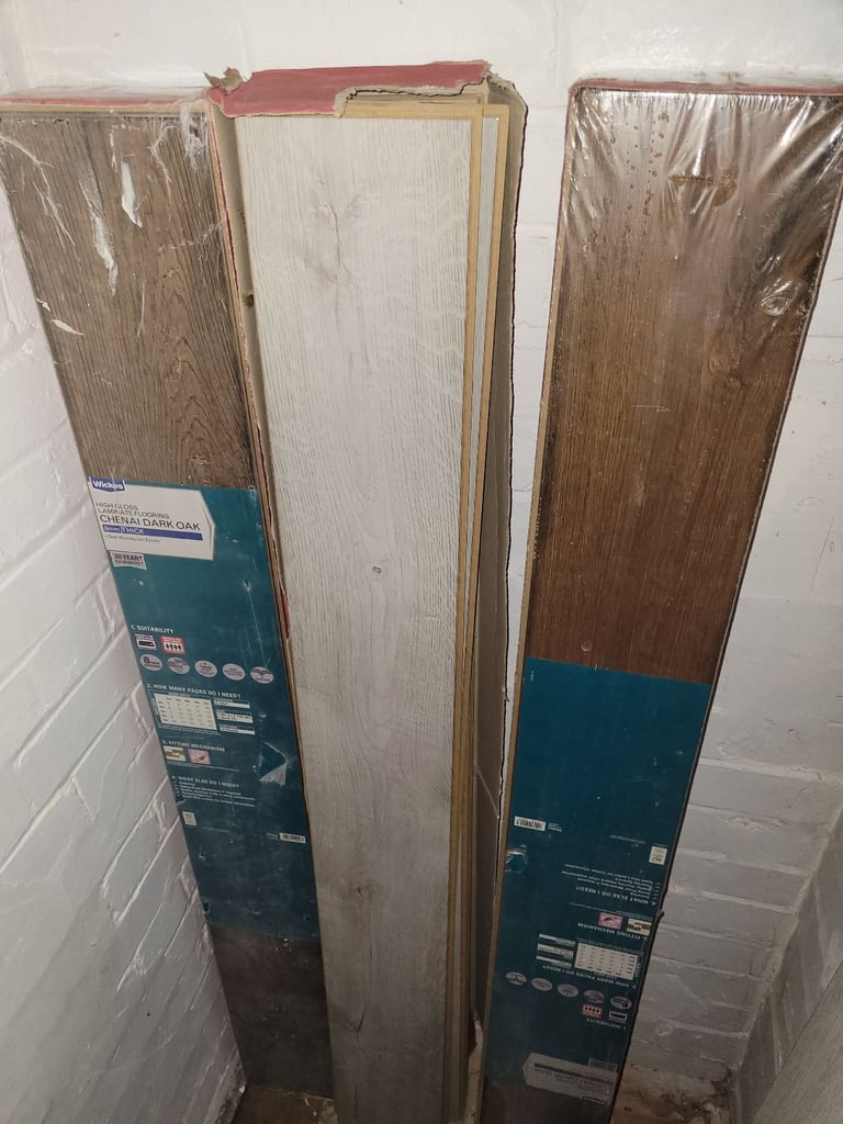 image for 2 full Packs of Brown High Gloss Laminate Flooring