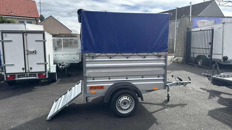 BRAND NEW 5ft x 4ft SINGLE AXLE DOUBLE BROADSIDE TRAILER WITH 80CM FRAME AND COVER 750KG