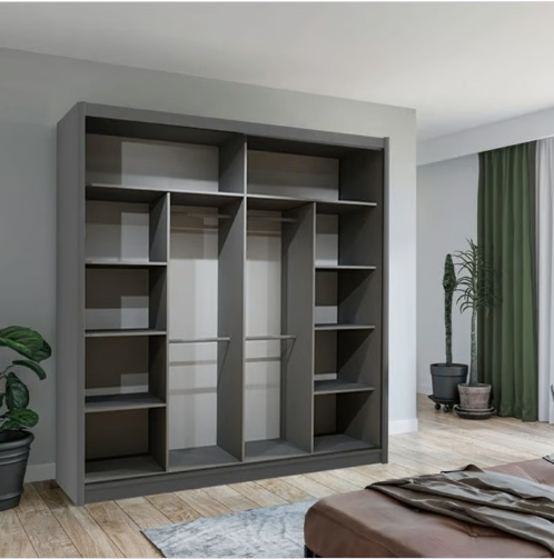 Brand New - California Mirror Sliding Door Wardrobe -Grey - SAME/NEXT DAY DELIVERY