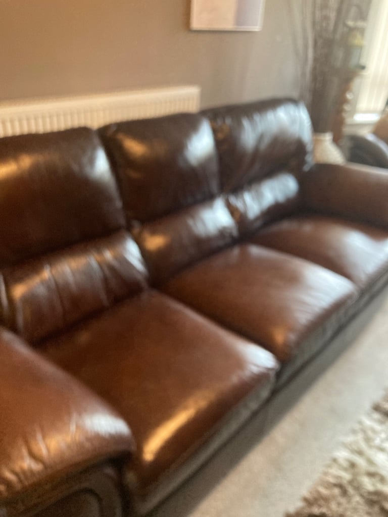 Brown leather sofas