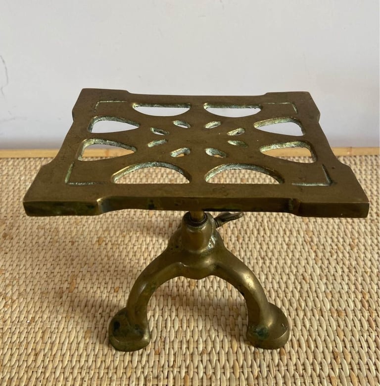 image for Antique, solid brass Fireside trivet 