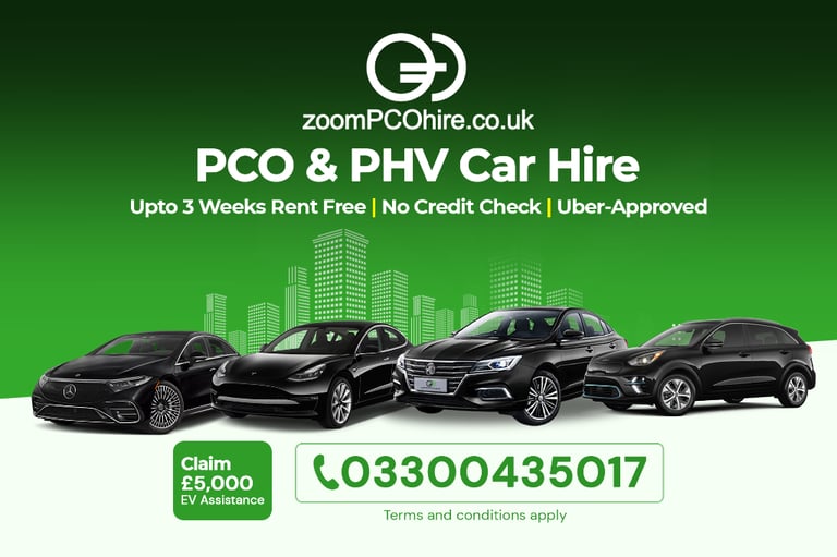 No Credit Check PCO Car Hire Fully Electric and Hybrid Cars with