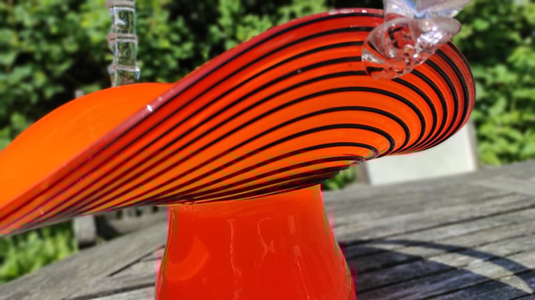 Orange Tango Glass Basket in the manner of Michael Powolny for Loetz