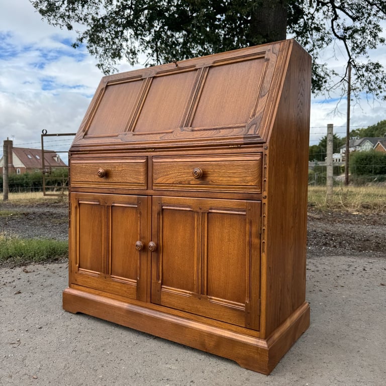 Vintage Ercol Connoisseur Bureau Model 867 Golden Dawn Writing Desk Storage