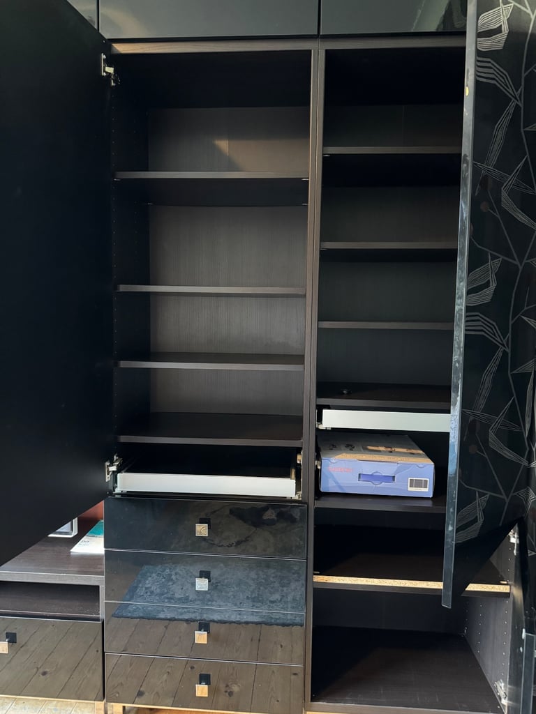 Large black gloss wall unit