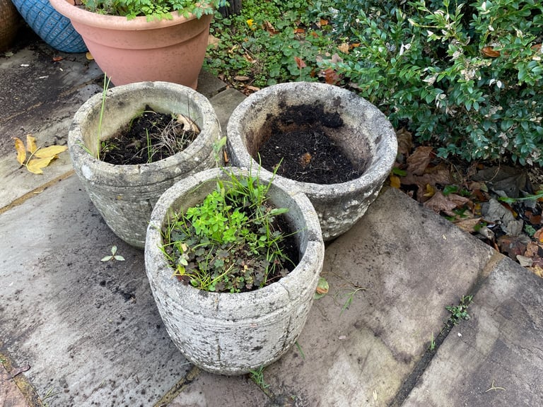 FREE- 3 stone plant pots. Collection Only 