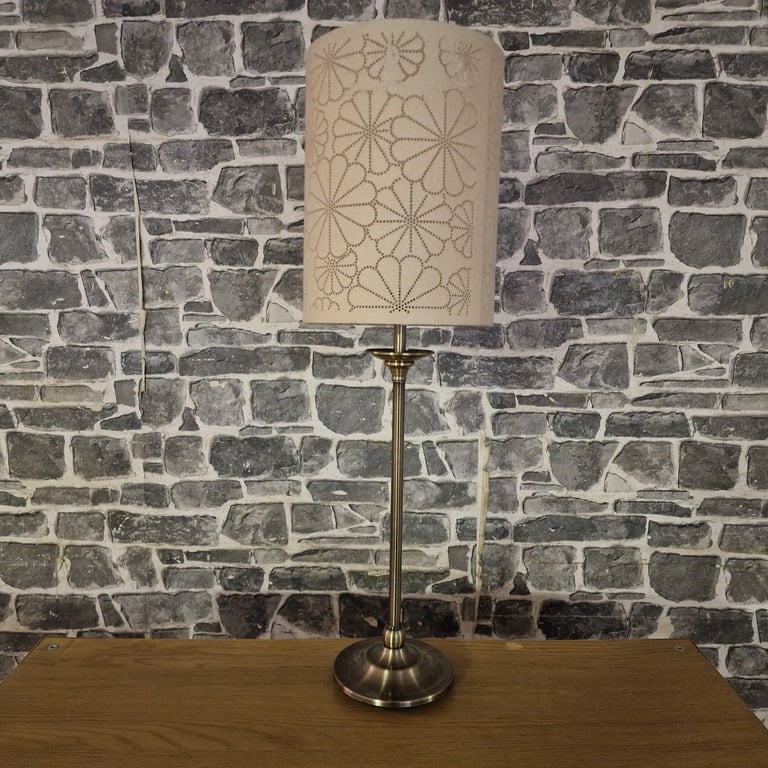 Tall Brass Effect Table Lamp with Patterned Shade
